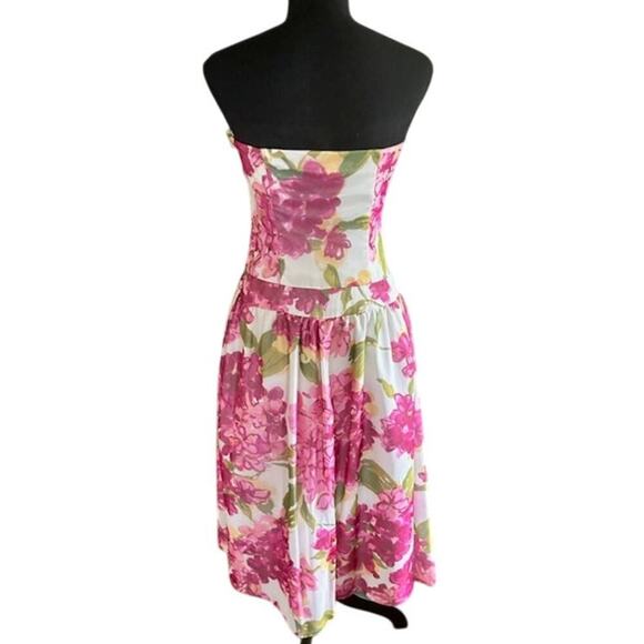 Tessuto Strapless Pink Floral Dress - Size 8 - Picture 4 of 6